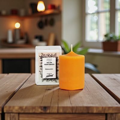 Mini Bougie Artisanale Parfumée Pêche - Las Velas de Mariano