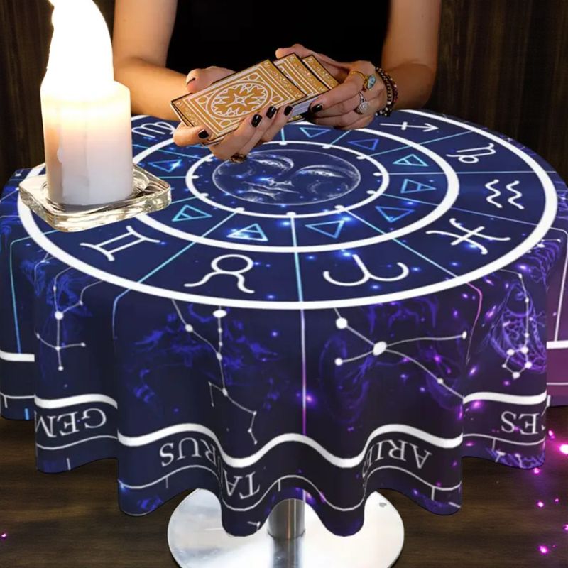 Nappe de Tirage de Tarot – Signes du Zodiaque - diamètre 152 cm