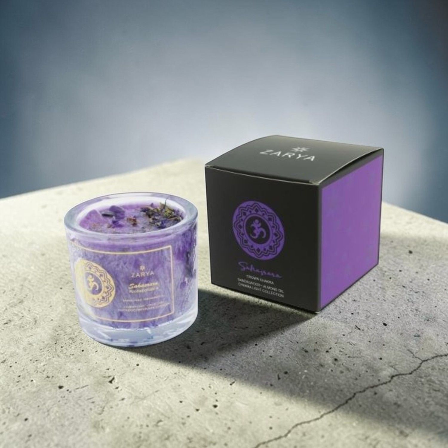 Bougie parfumée chakra couronne 450g - Zarya