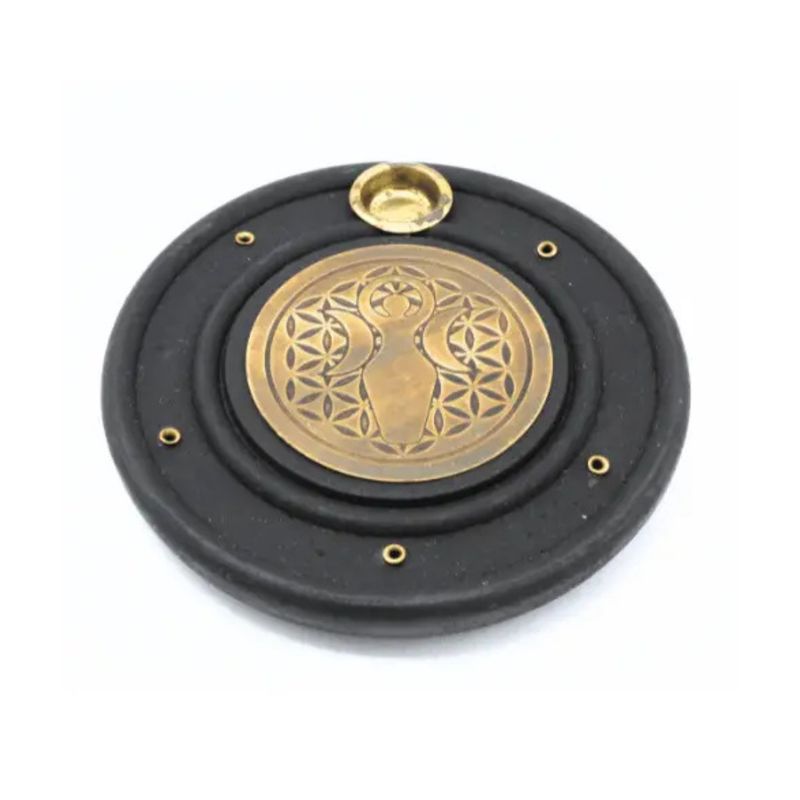 Brûleur d'encens en bois Déesse et Fleur de Vie