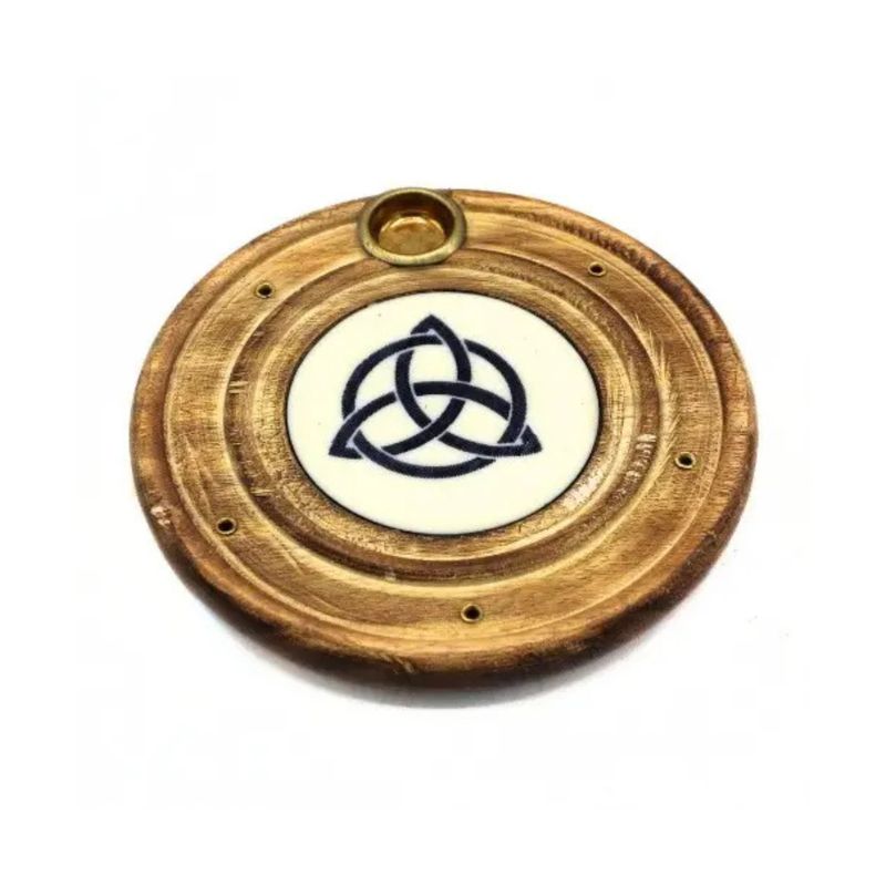 Porte-encens Triquetra en bois naturel