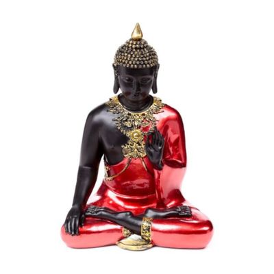 Bouddha thaï méditant rouge, noir et doré