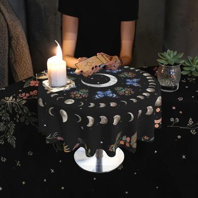 Nappe de Tirage de Tarot noire - décor lune