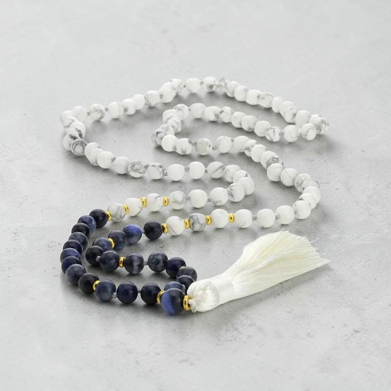 Mala tibétain en howlite et sodalite - 108 perles
