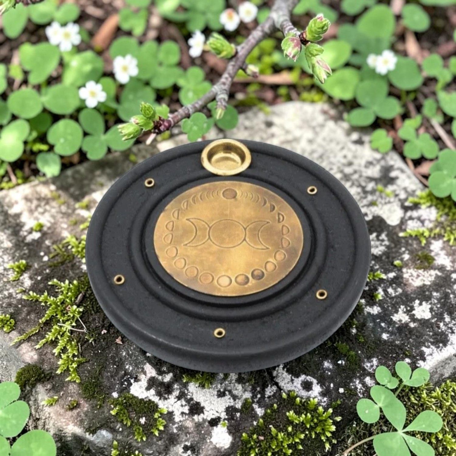 Porte-Encens Phases de la Lune – Bois Naturel - Pour bâtonnets d'encens ou cônes d'encens