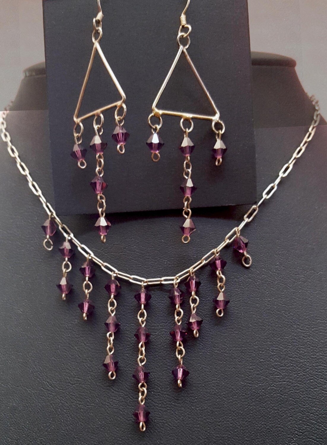 Purple crystal necklace set
