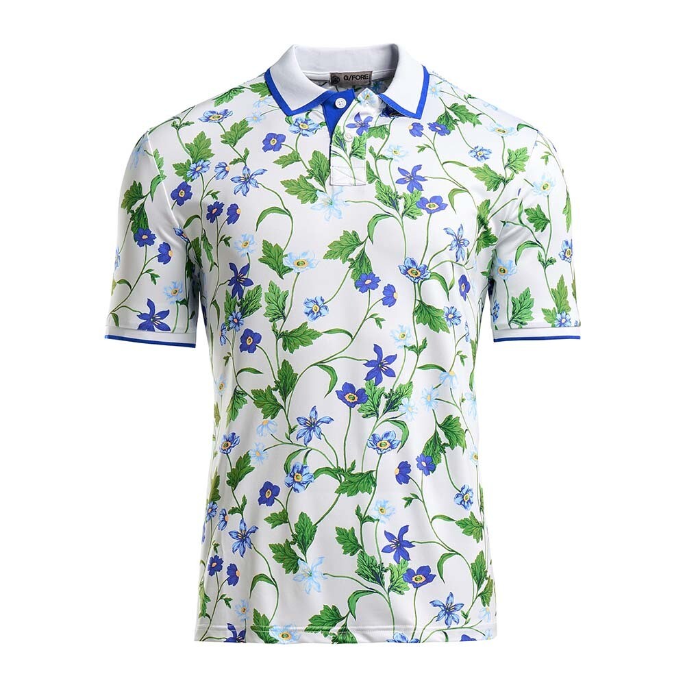 G/FORE Men&#39;s Blue Floral Polo, SIZES: M