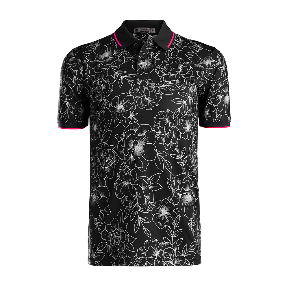 G/FORE Floral Tipped Polo (Onyx)
