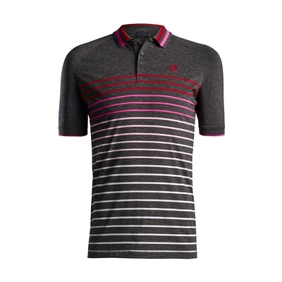 G/FORE Variegated Raglan Stripe Polo (Charcoal Heather Grey)
