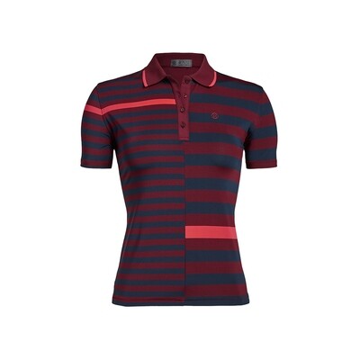 G/FORE Women’s Bold Stripe Stretch Jersey Polo (Cabarnet)