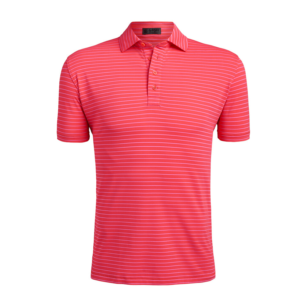 G/FORE Men&#39;s Perforated Multi Stripe Tech Jersey Rib Collar Slim Fit Polo