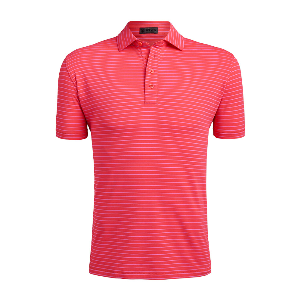 G/FORE Men's Perforated Multi Stripe Tech Jersey Rib Collar Slim Fit Polo
