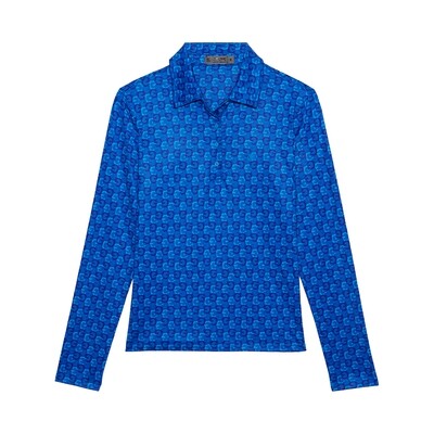 G/FORE Women&#39;s Printed Tech Jersey Long Sleeve Polo