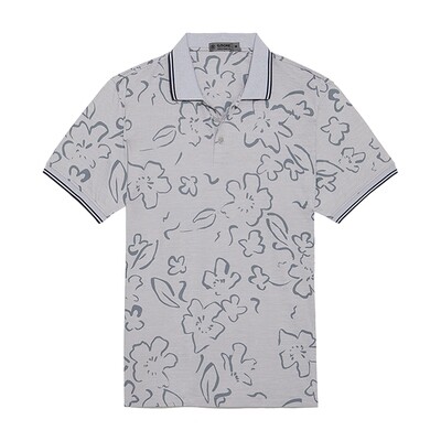 G/FORE Floral Watercolor Tech Jersey Slim Fit Polo