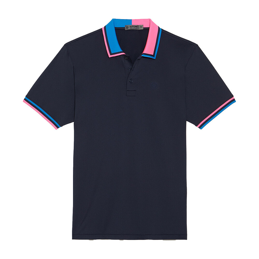 G/FORE Men&#39;s Two Tone Rib Collar Tech Jersey Slim Fit Polo, SIZES: S