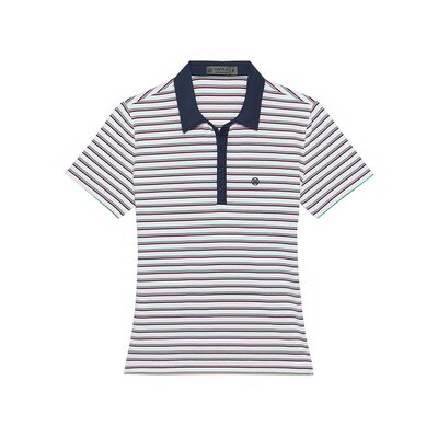 G/FORE Women's Perforated Stripe Tech Jersey Polo (Snow)