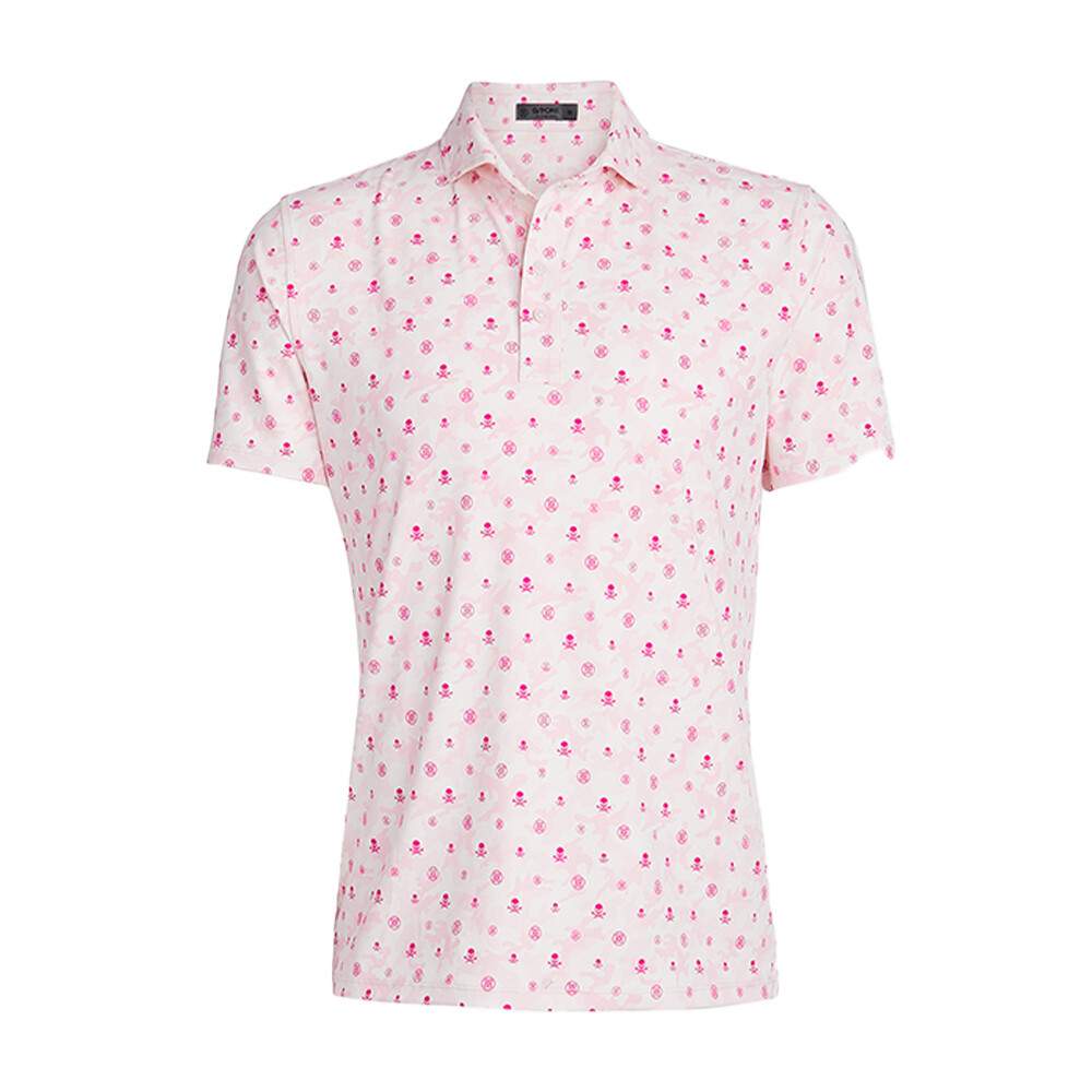 G/FORE Men&#39;s Mapped Icon Camo Tech Jersey Polo, COLOR: Petal, SIZES: S