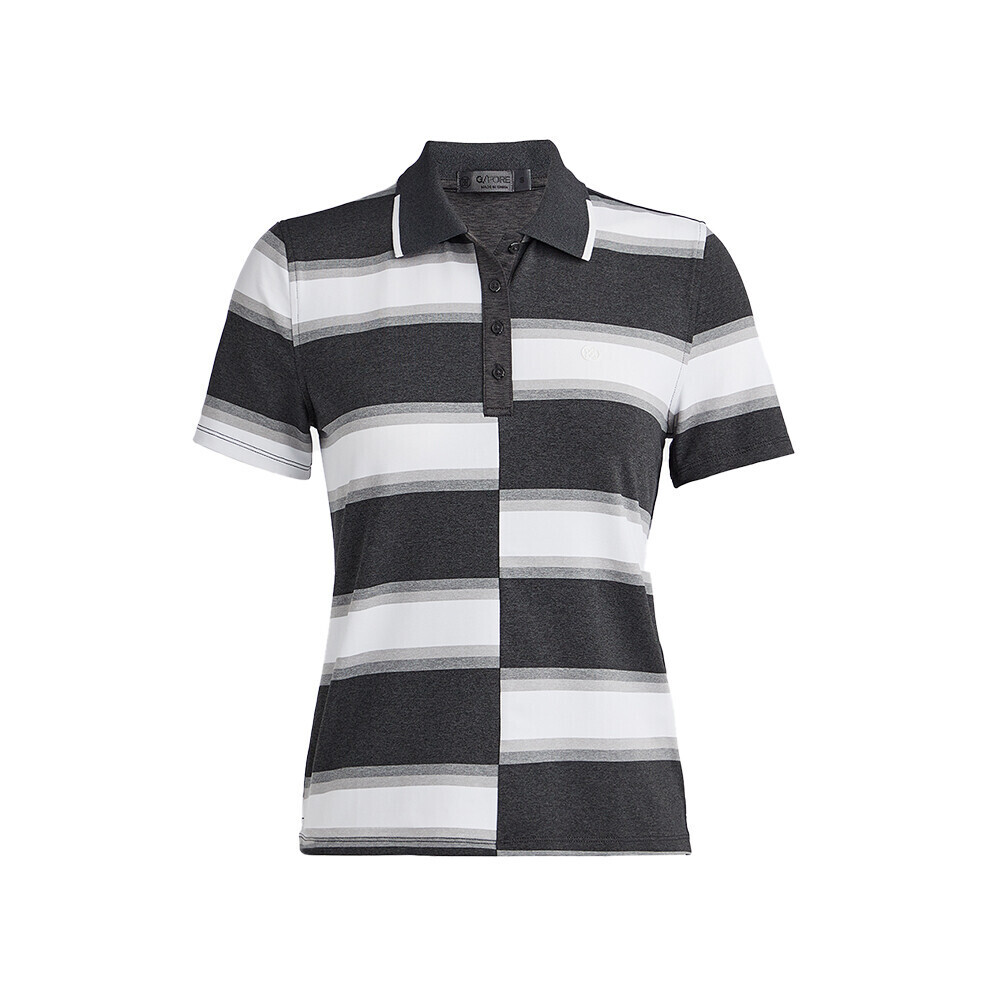 G/FORE Women’s Offset Gradient Stripe Tech Polo, COLOR: Charcoal Heather Gray, SIZES: XS