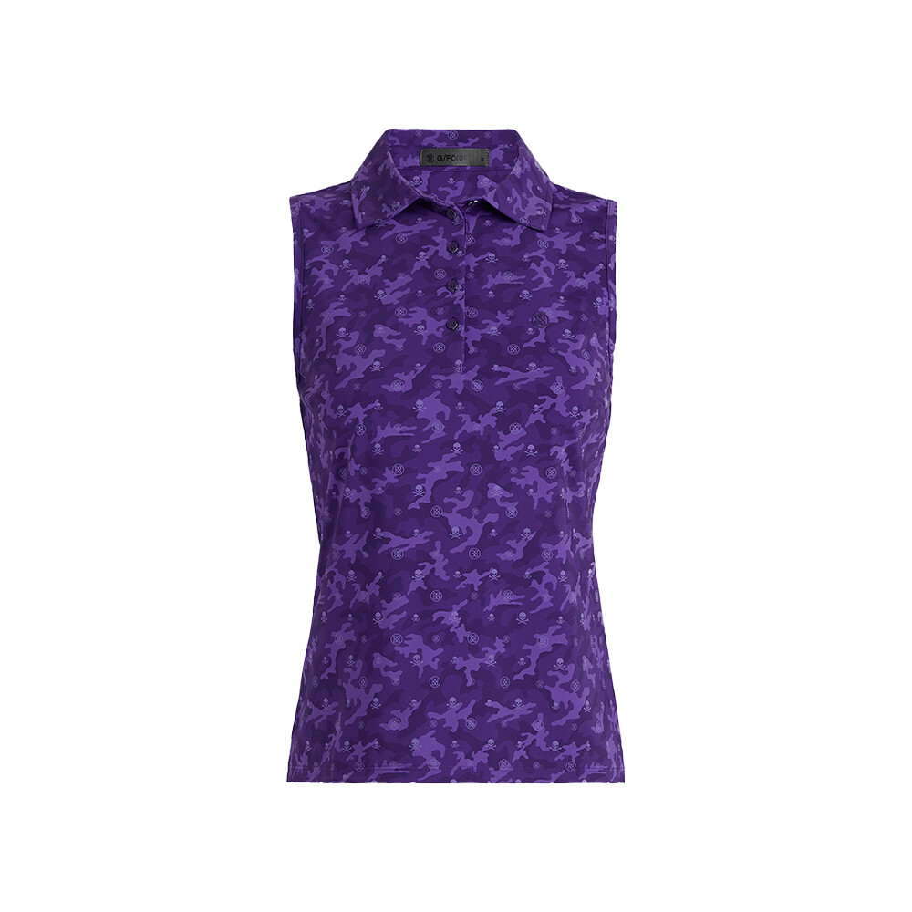 G/FORE Women’s Icon Camo Silky Tech Nylon Sleeveless Polo, COLOR: Midsummer, SIZES: XS