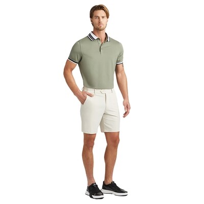 G/FORE Men’s Contrast Striped Collar Tech Jersey Banded Sleeve Polo