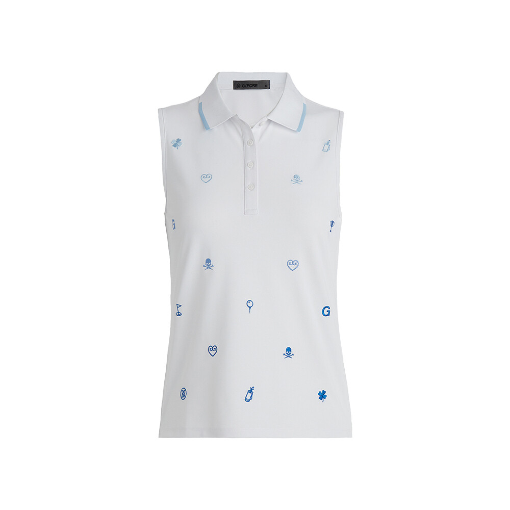 G/FORE Women’s Embroidered Rib Collar Tech Pique Polo, COLOR: Snow, SIZES: XS