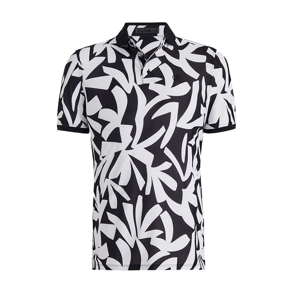 G/FORE Men’s Contrast Palm Tech Piqué Modern Spread Collar Polo, COLOR: Onyx, SIZES: S