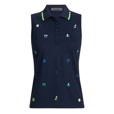 G/FORE Women&#39;s Embroidered Icon tech Pique Sleeveless Polo