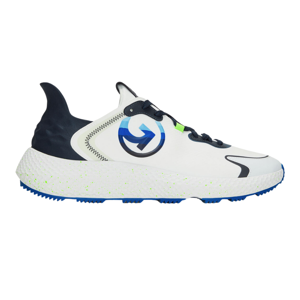 G/FORE Men&#39;s MG4X2 Stippled Hybrid Golf Cross Trainer, Color: Snow/Twilight, Size: 8