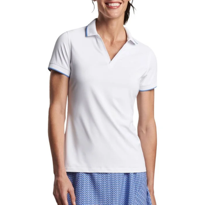 Peter Millar Women's Betty Short Sleeve Drop V Polo White