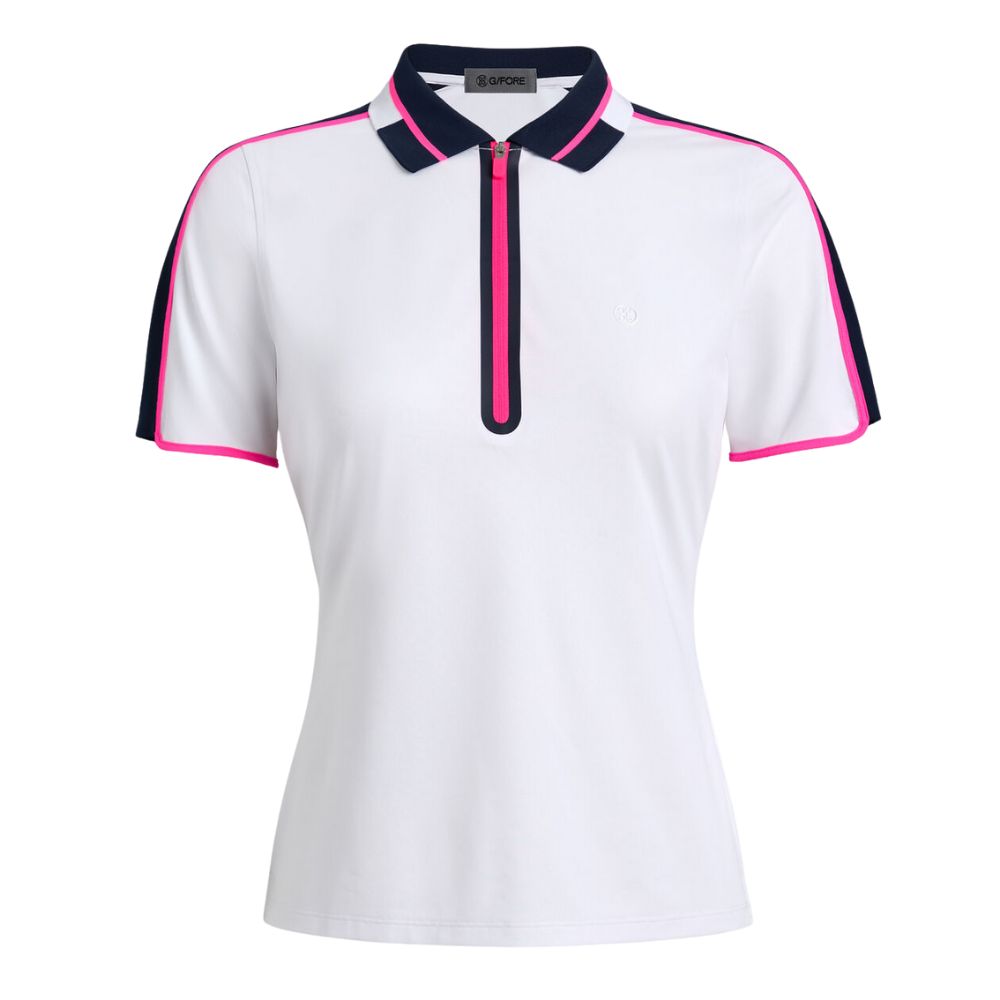 G/FORE Women’s Contrast Panel Tech Piqué Polo, COLOR: Snow, SIZES: XS