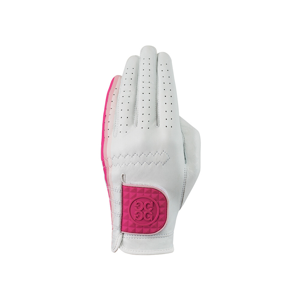 G/FORE Women's Plus Glove (Snow/Day Glo Pink), COLOR: Snow/Day Glo Pink, SIZES: Small (S)