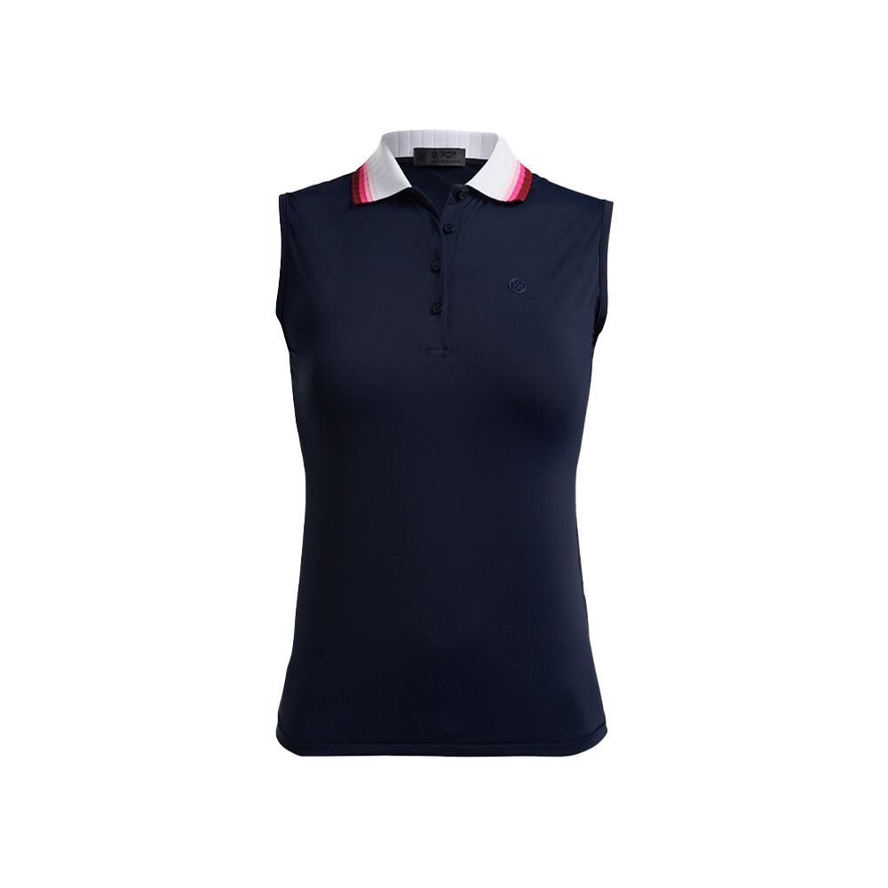 G/FORE Women’s Rib Pleated Collar Silky Tech Nylon Sleeveless Polo (Twilight), SIZES: XS (Extra Small)