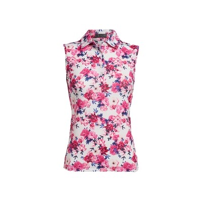 G/FORE Women’s Photo Floral Stretch Tech Jersey Sleeveless Polo (Snow)