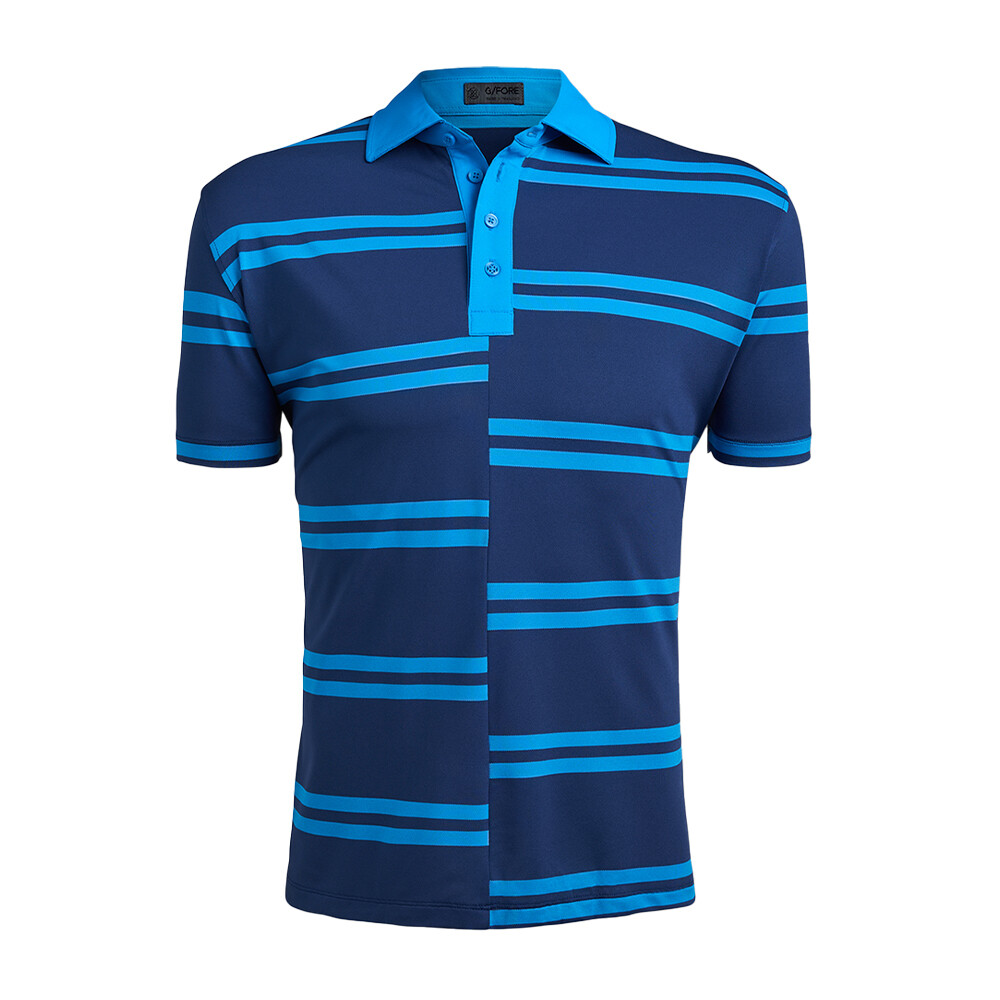G/FORE Men's Offset Stripe Tech Piqué Slim Fit Polo, SIZES: M, COLOR: Blueprint