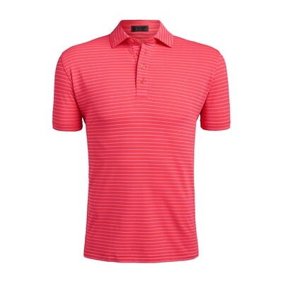 G/FORE Men's Perforated Multi Stripe Tech Jersey Rib Collar Slim Fit Polo