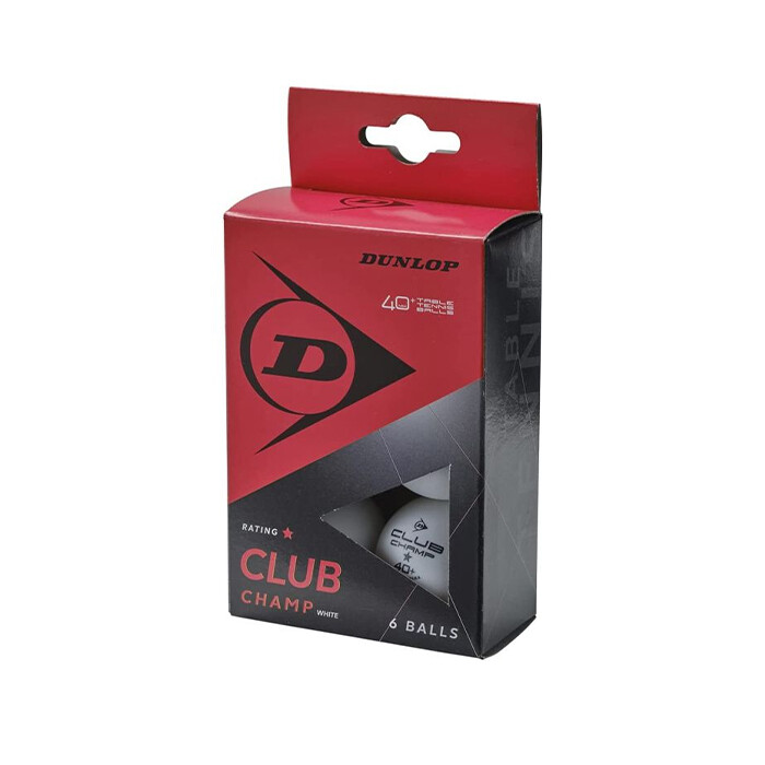Dunlop Table Tennis Ball 40+ Club Champ 6 Ball Blister, COLOR: White
