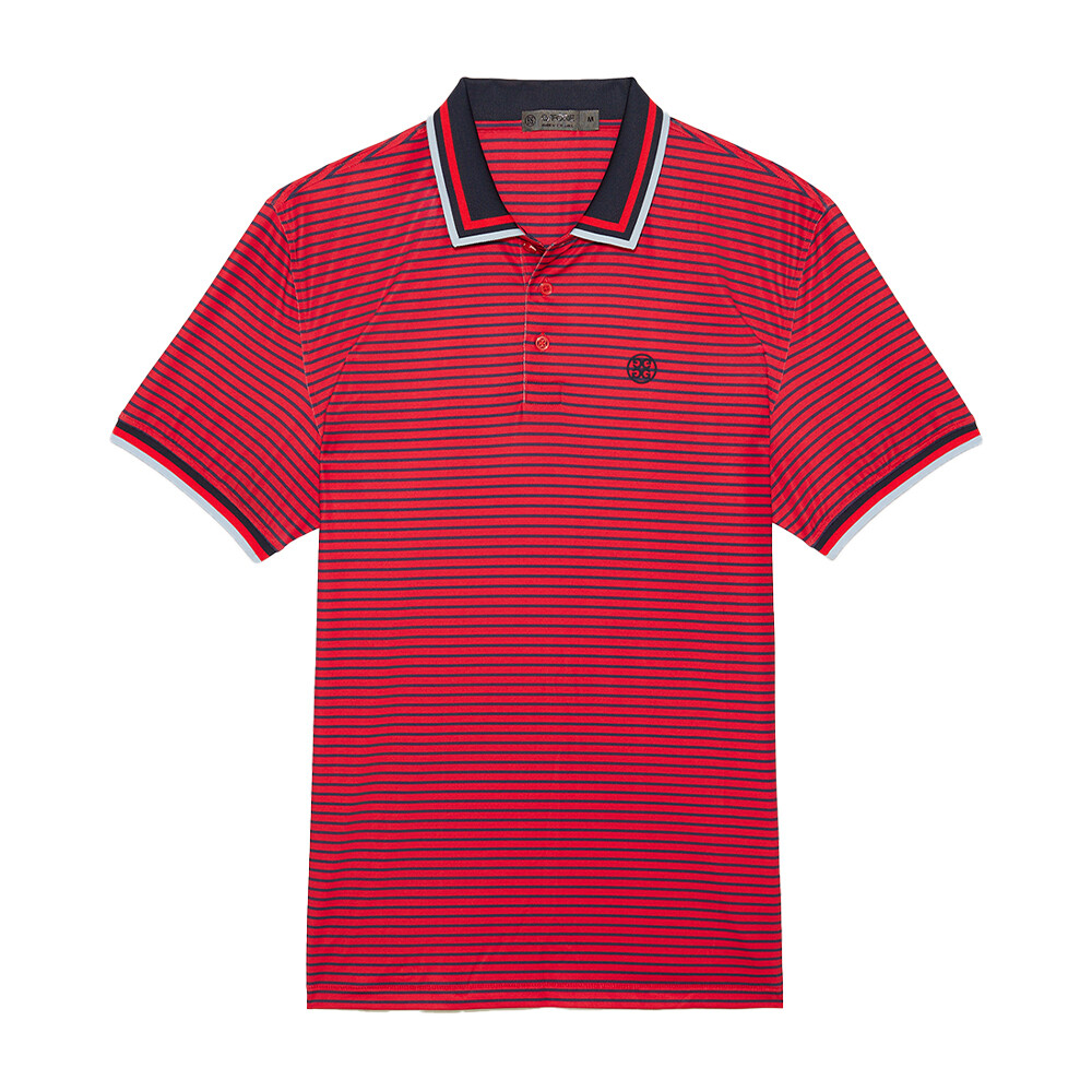 G/FORE Men's Stripe Tech Jersey Polo, Sizes: S, Color: Poppy