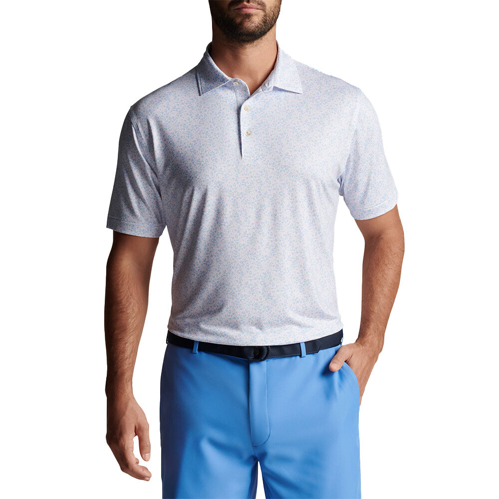 Petter Millar Men's Dazed and Transfused Performance Jersey Polo, COLOR: White, SIZES: XS