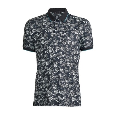 G/FORE Men's Peony Sketch Banded Sleeve Tech Jersey Polo