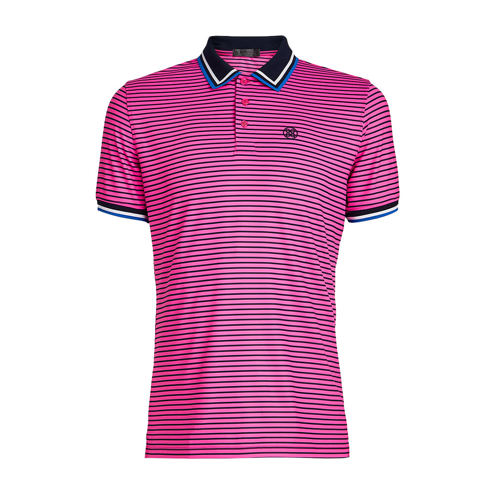 G/FORE Men's Skull &amp; T’s 3D Tech Jersey Tailored Polo, COLOR: Day Glow Pink, SIZES: S