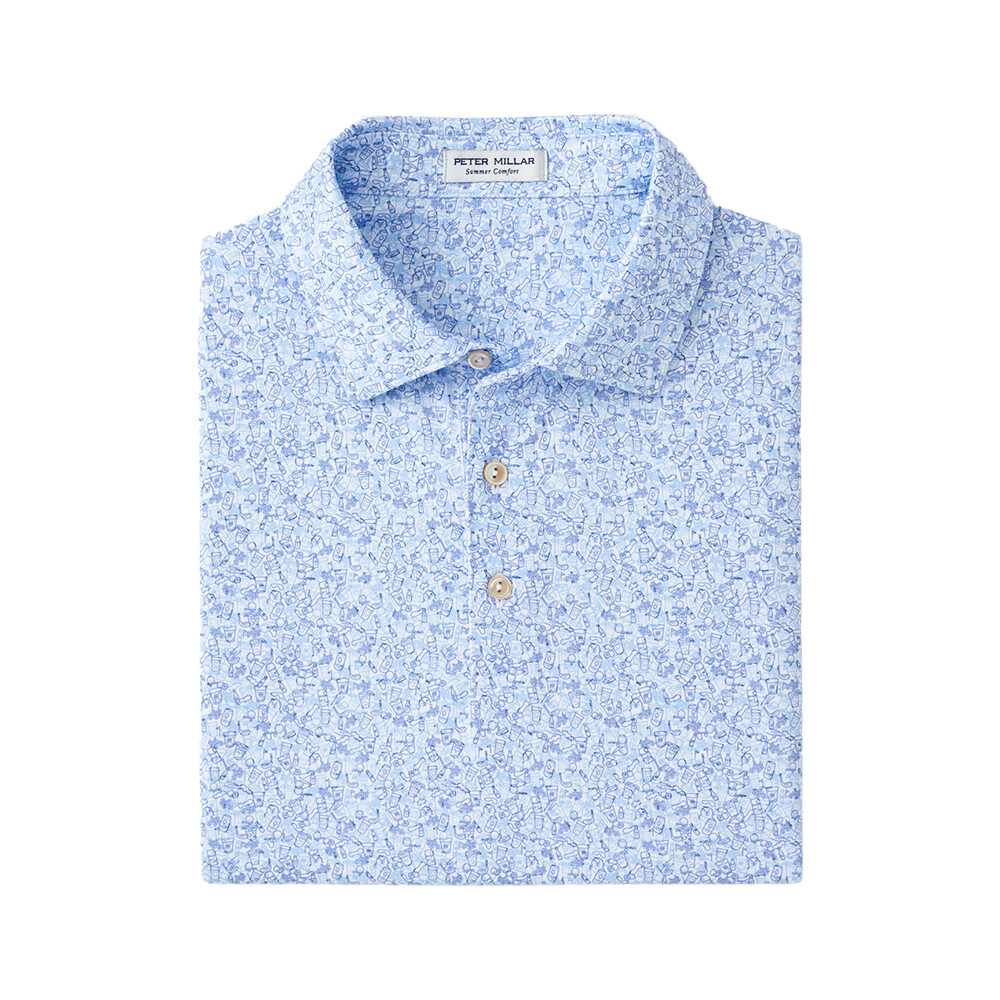 Peter Millar Men's Dazed And Transfused Performance Jersey Polo, COLOR: White/Bonnet, SIZES: S