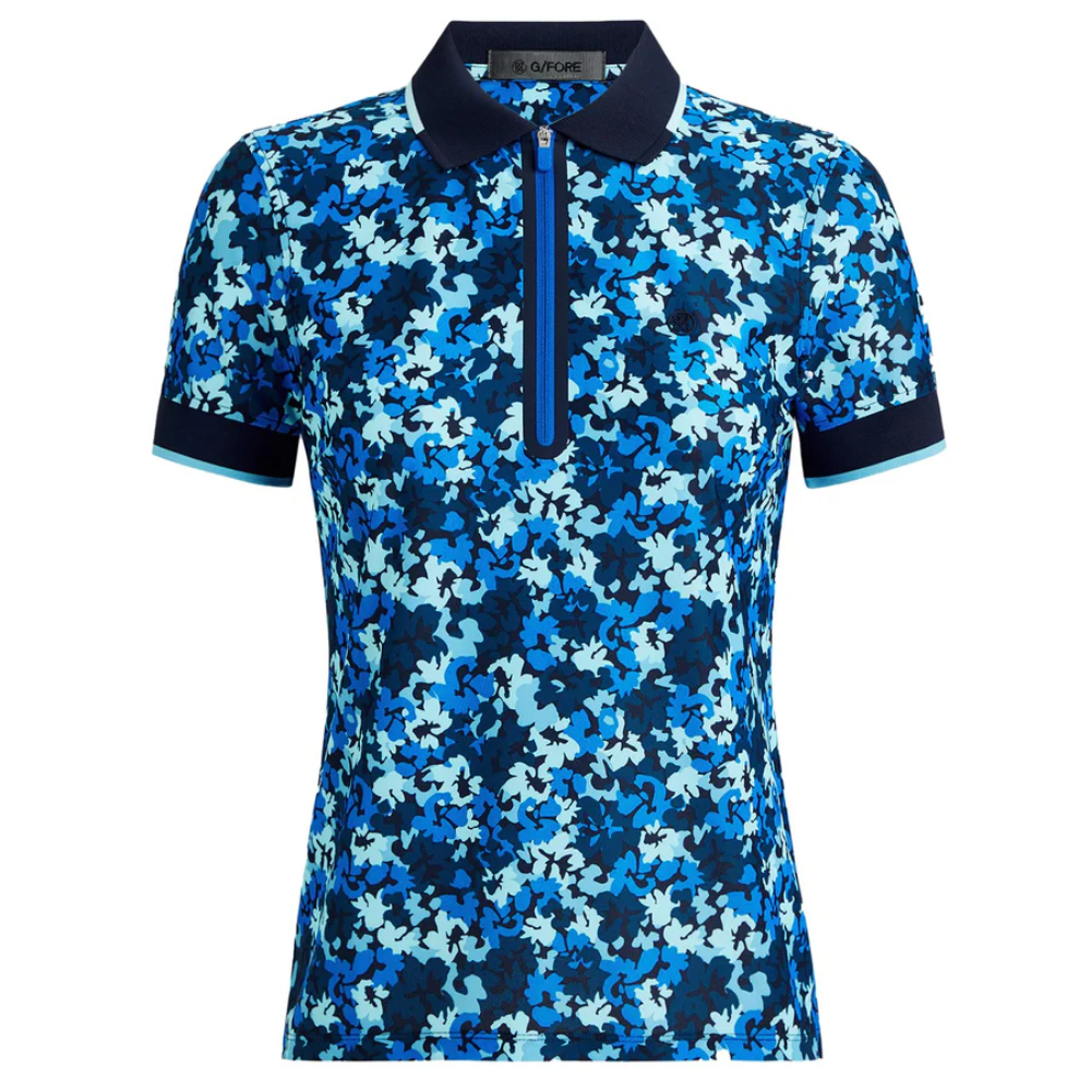 G/FORE Women's Printed Tech Pique Golf Polo Shirt, COLOR: Twilight, SIZES: M