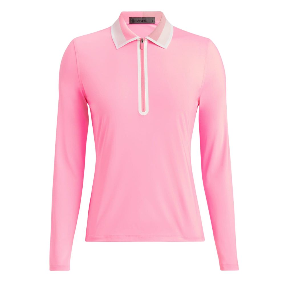 G/FORE Women's Color Block Collar Silky Tech Nylon Long Sleeve Zip Polo