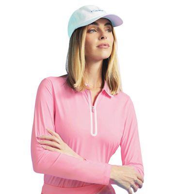 G/FORE Women's Color Block Collar Silky Tech Nylon Long Sleeve Zip Polo