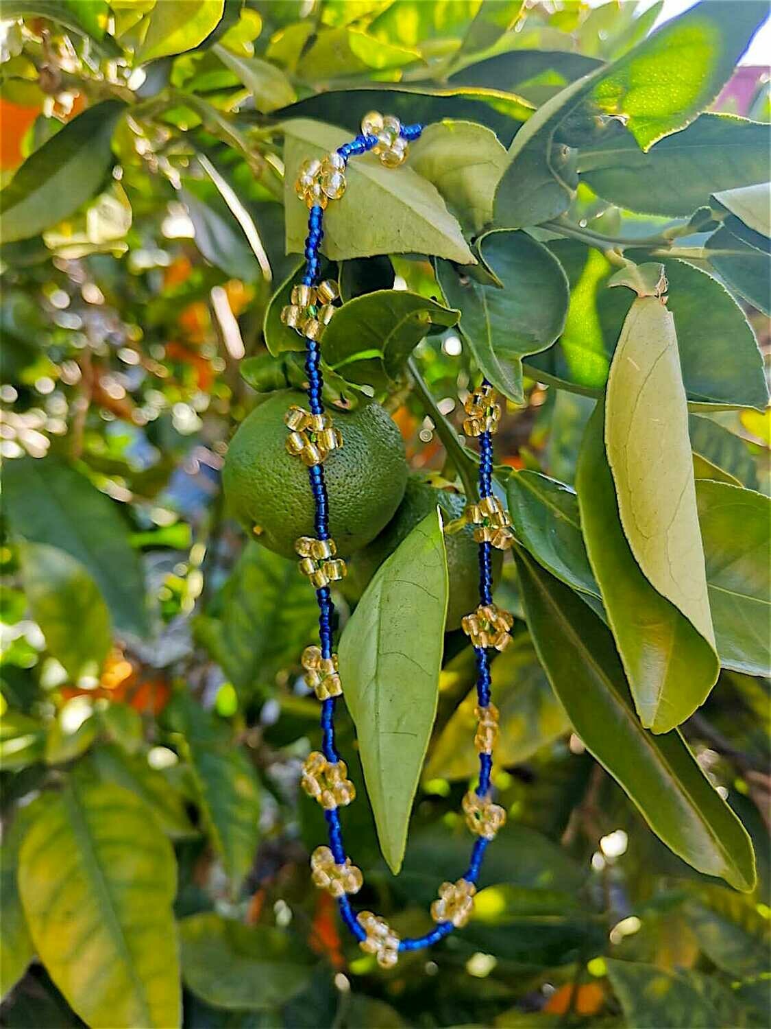 Blue, gold &amp; green -  Daisy Necklace