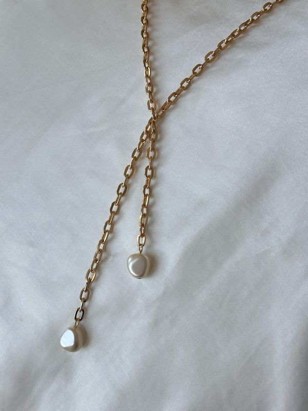 Gold Double Pearl Necklace