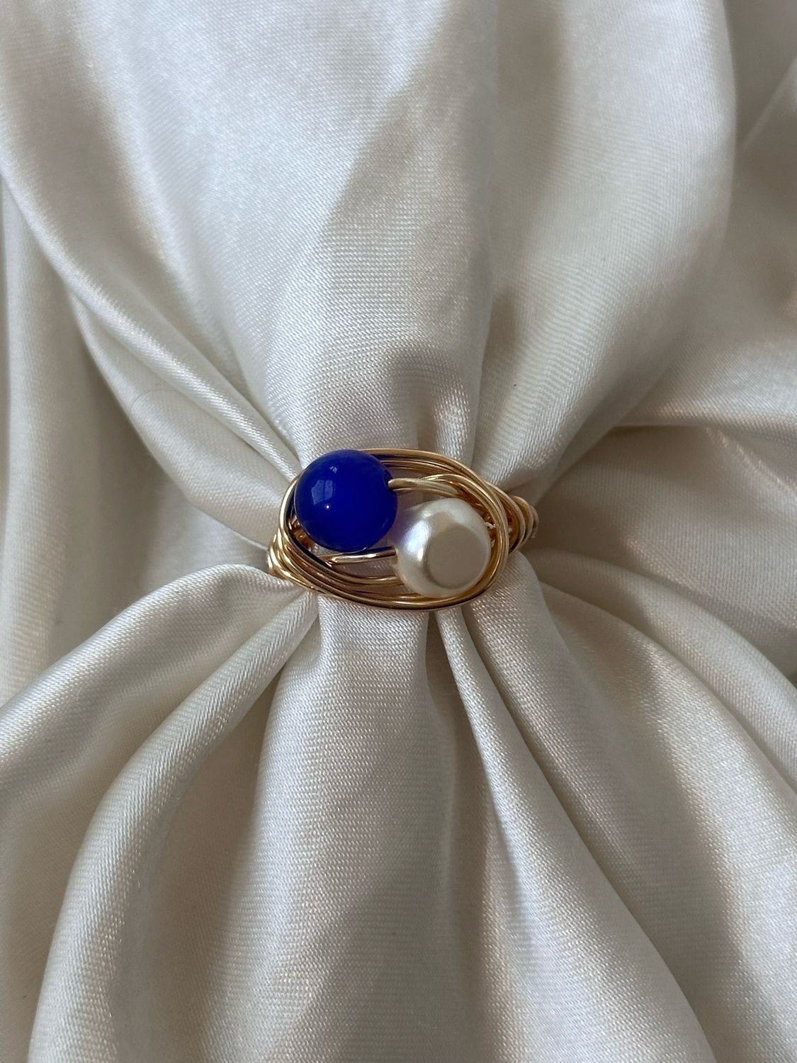 Pearl and Blue Stone Ring