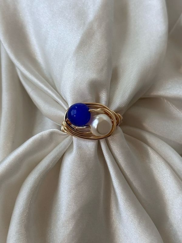 Pearl and Blue Stone Ring
