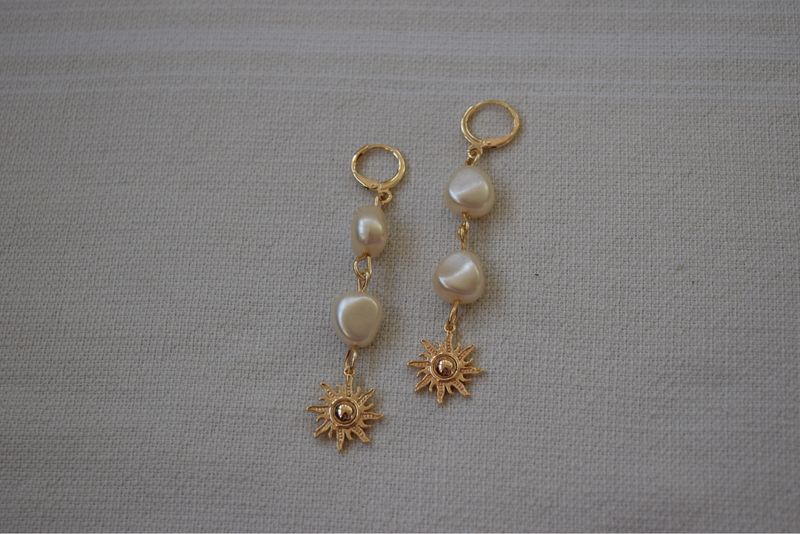 Sun and Pearl Earrings