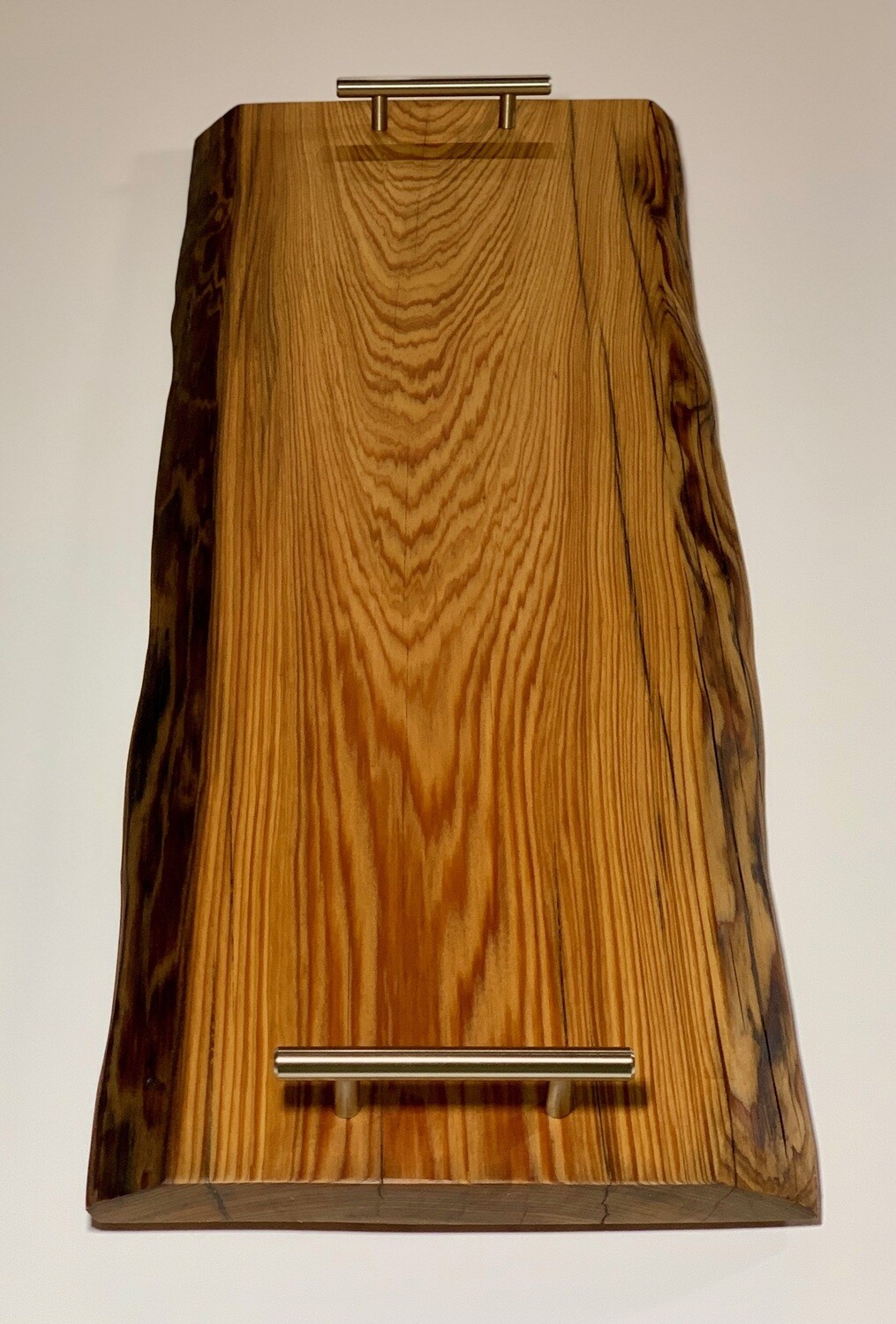 Charcuterie Board / Cheese Board / Serving Tray - 6&quot; x 25&quot; with Live Edge and stainless steel handles